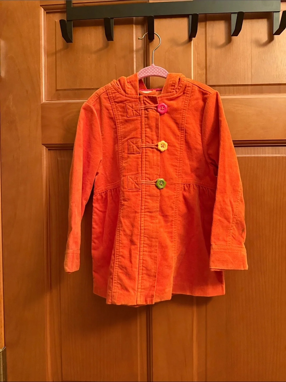 Gymboree Orange Corduroy Hooded Pea Coat with Colorful Buttons
